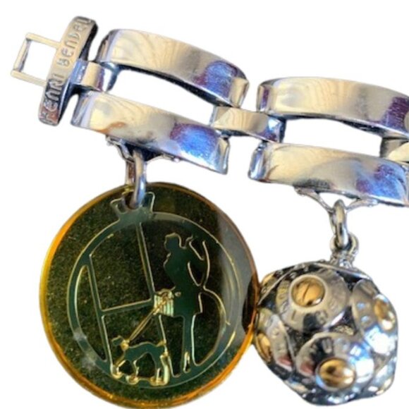 Henri Bendel Vintage Silver Link Six Charm Bracelet Rare - Picture 9 of 15